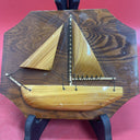 Vintage handcrafted wooden sail boat wall art plaque 3-D￼