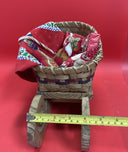 Vintage LTD Commodities Christmas Sleigh Wood & Straw Planter Basket Santa