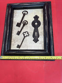 Framed Skeleton Keys and Doorknob & Keyhole Escutcheon Plate 13.5"x10.75