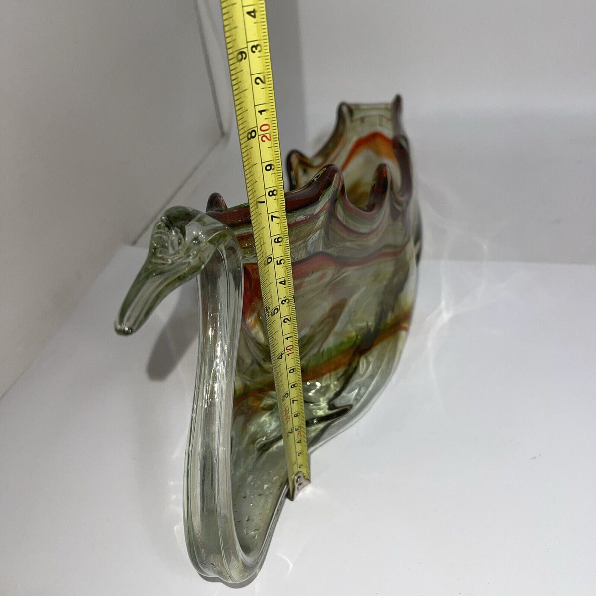 Vintage Large 20" Blown Art Glass Swan  Centerpiece Planter Bowl Dish