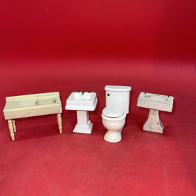 Vintage Wooden Dolls House Miniatures 1:12 Scale Bathroom Set