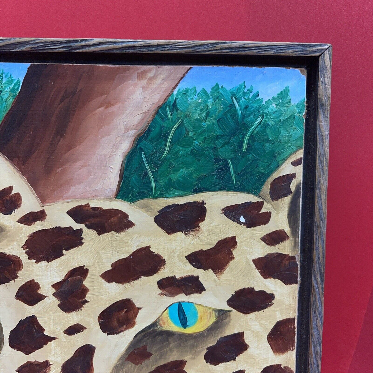 Vintage Painting Tiger Haiti Jungle