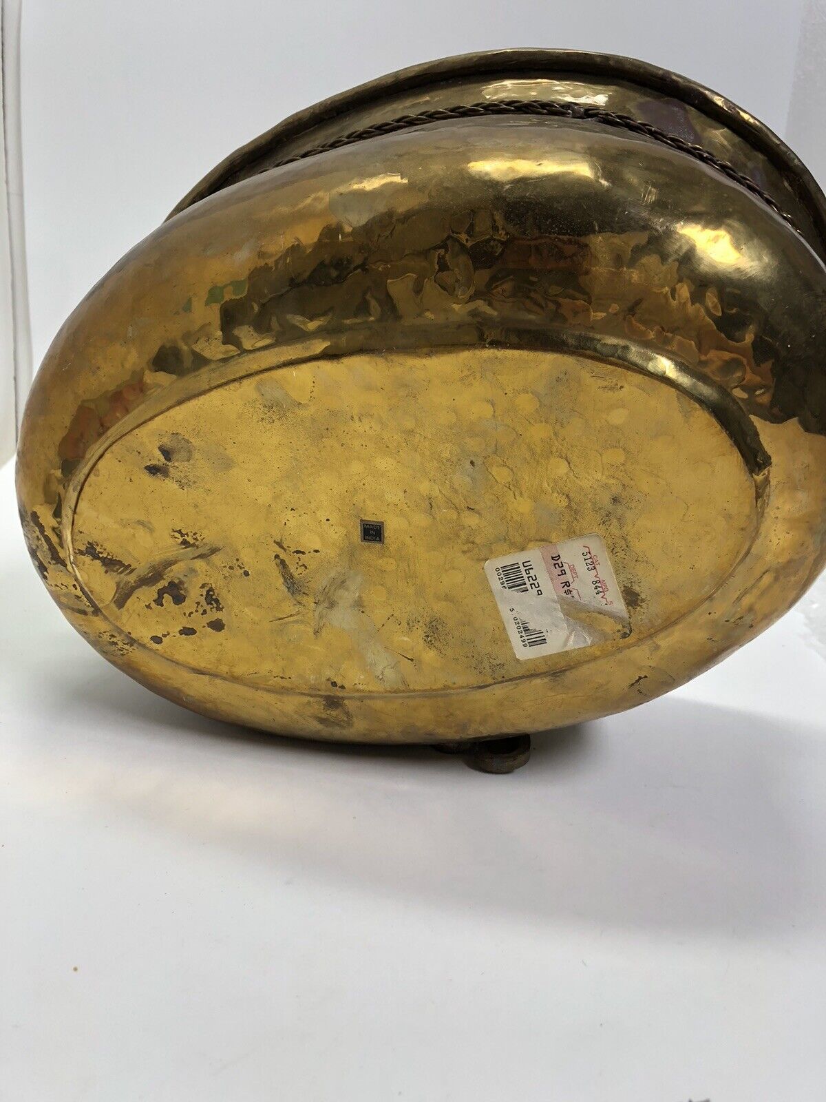 Round Solid Brass Planter w/ Rope Tassel Accent