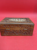 Vintage Hand Carved Teak Wooden Jewelry Trinket Box Made in India Lot 2