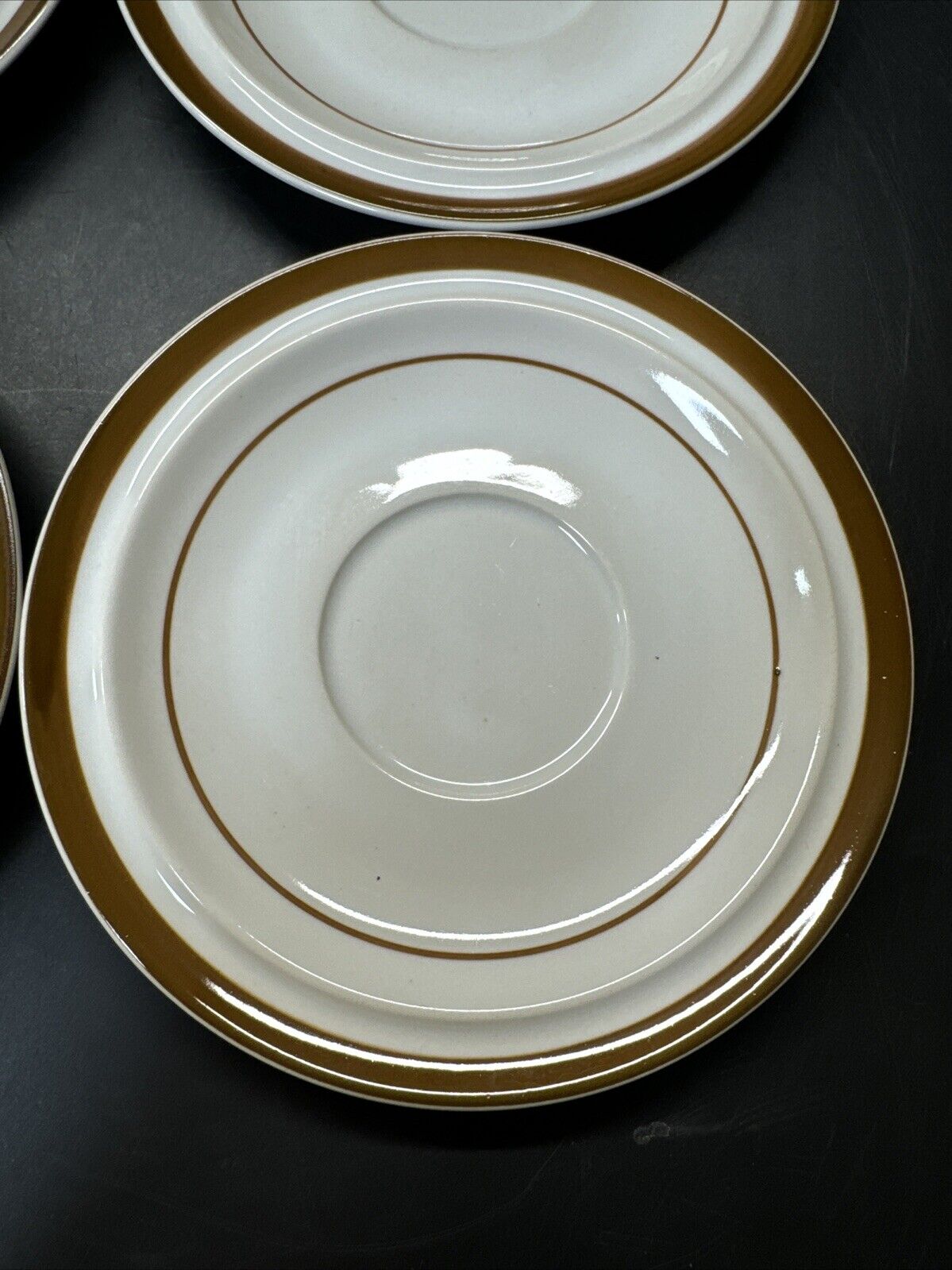 Vintage MSI Brown Monterrey Bread & Butter Plates For Cups- 6 1/4 in/ Lot Of 6