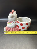Vintage Teddy Bear And Bunny Pottery Ceramic Planters Set