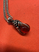 Stainless Steel Red Glass Claw Pendant, Necklace, Ring/ Set Of 3