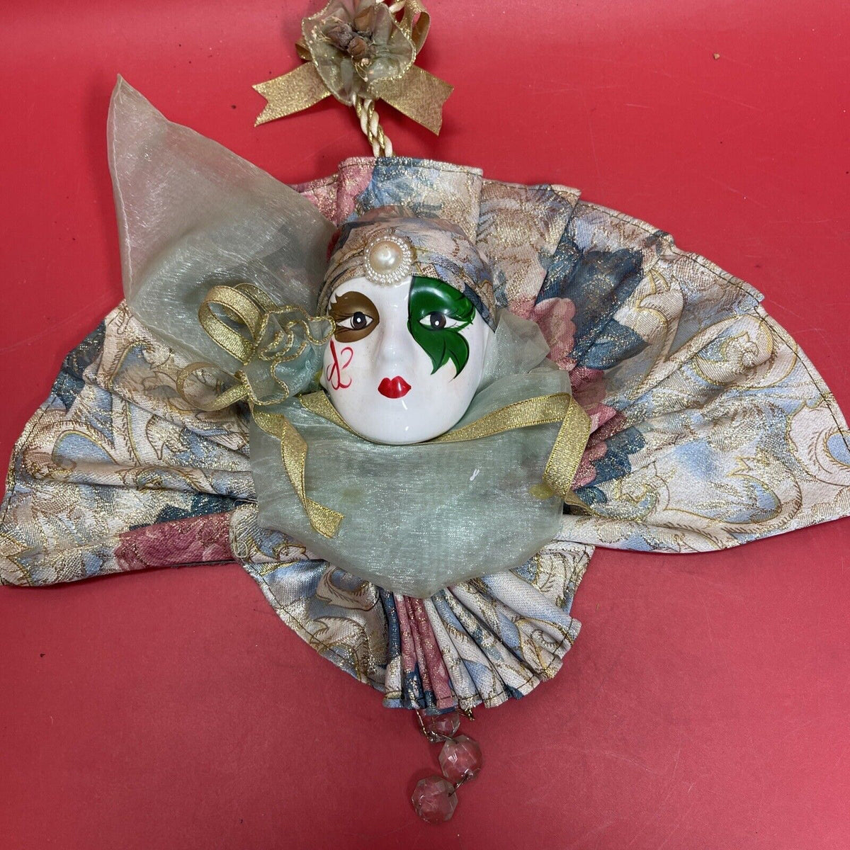 Ceramic Clown Jester Fan Style Ruff Venetian Style Decor Mask Lot 4