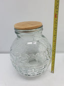 Set 2 Large Glasses Jar Cork Lid 11" and 7” tall. Not Air Tight