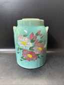 VINTAGE Cookie Jar  W/LID Hand Painted FLORAL Pottery