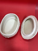 Porcelain Embossed Trinket Box Lidded Roses