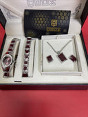 QBOS  AMETHYST LADIES WRIST EARING WATCH GIFT SET