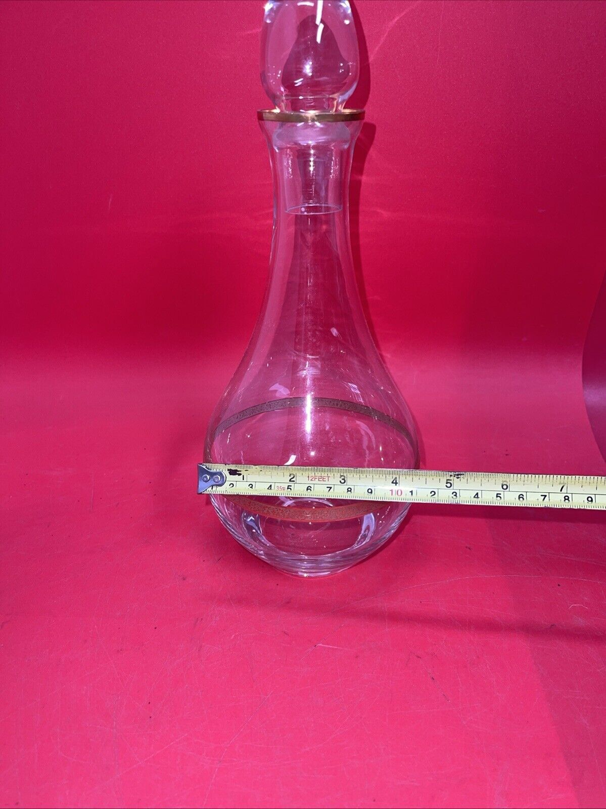 Glass Decanter 24K Gold Accent Bands Whiskey Wine Imperial Crystal Collection 
