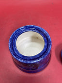 Blue and White Stoneware Sponge ware Milk Pitcher & Sugar in Cobalt Blue