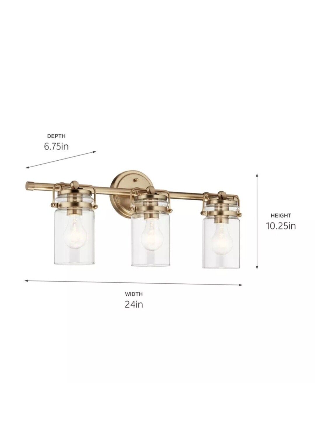 Kichler 45689 CPZ Brinley 3 Light 24"W Bathroom Vanity Light