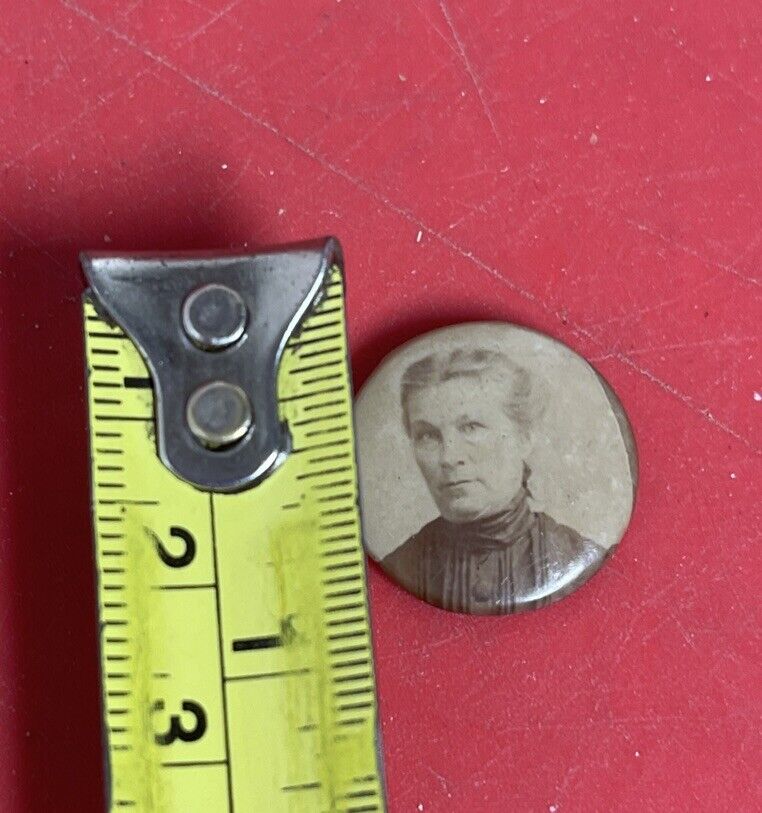 Antique Vintage Celluloid BUTTON Pinback Picture  Victorian Woman