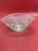 Vintage Italian Venetian  Italy Glass Green& White  Bowl