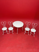 Vintage Set Mini 4 Doll Chairs with Backrest and Table. Hand Made by Phil Wilson