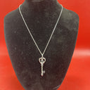 925 Sterling Silver Open Heart Key Pendant Necklace 8.1g