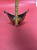 Kashkul Begging Bowl Kashmir Handcrafted Papier Mache Lacquer Brass Dish