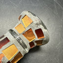 Home Interiors Candle Holder Red Gold Orange Mirrored Mosaic/ Set 2