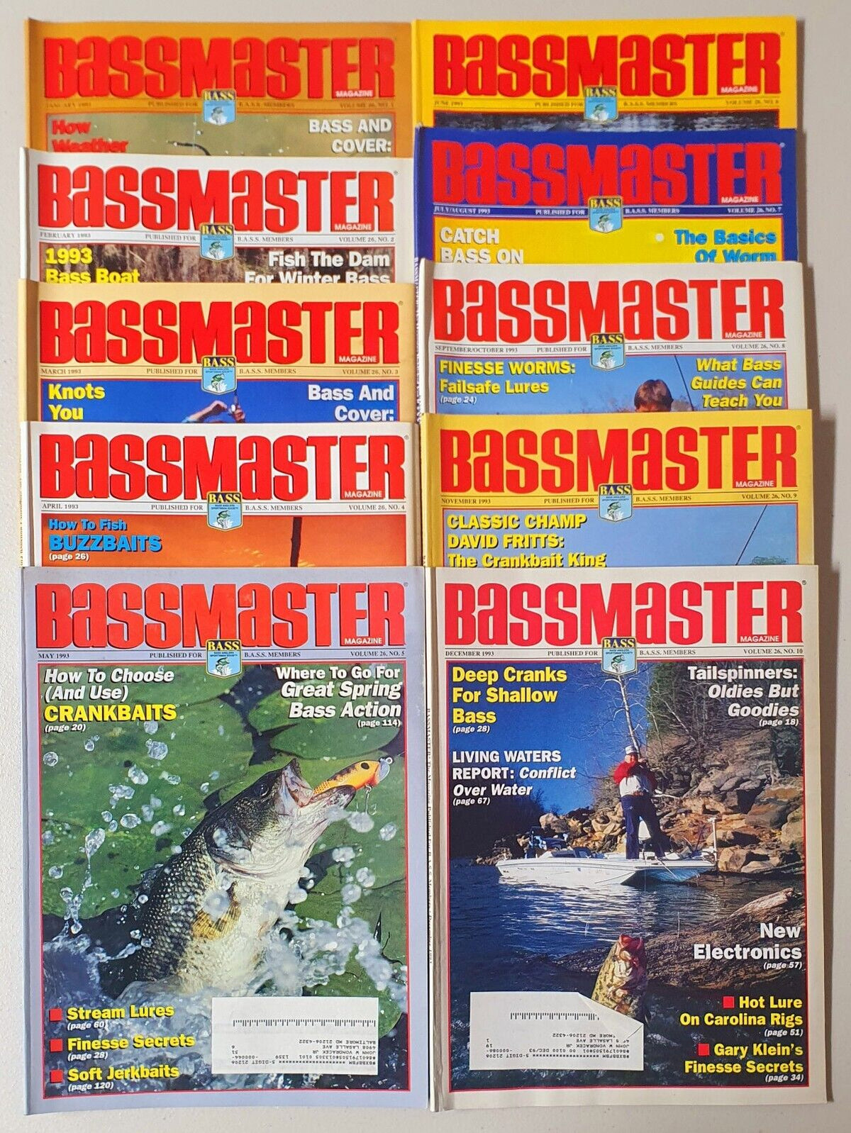 Bass Master magazine Lot of 10 (1993)