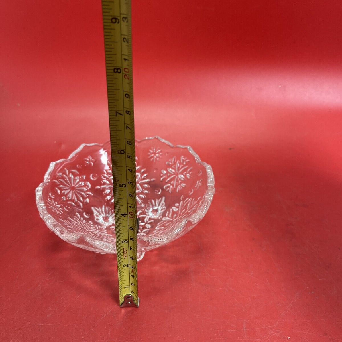 Mikasa crystal footed Bowl 6-inch snowflake & Serving Bowl 8 3/4”