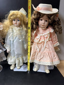 Vintage Porcelain&cloth Doll 16” with stand/ Set Of 3