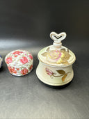 Vintage Ceramic Porcelain Trinket Dish with Lid/ Lot Of 4