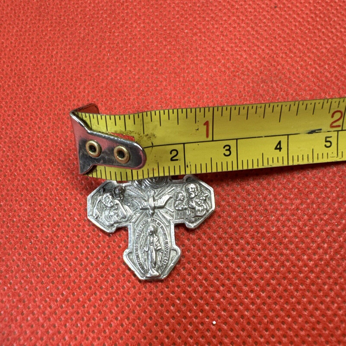 Vintage Malco STERLING SILVER I AM CATHOLIC CALL A PRIEST Crucifix Cross #2