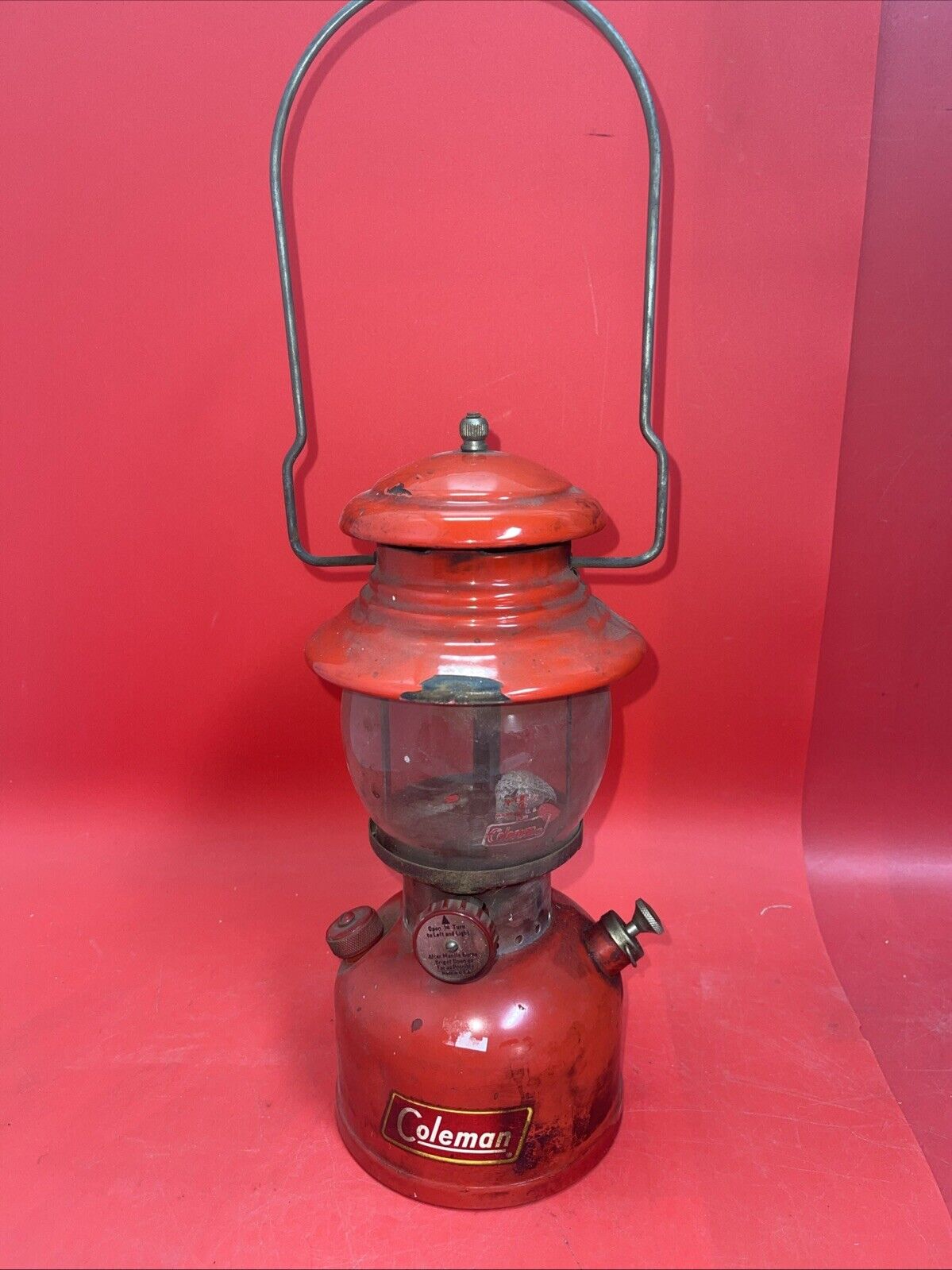 Vintage Red Coleman Model 200A Black Band Lantern