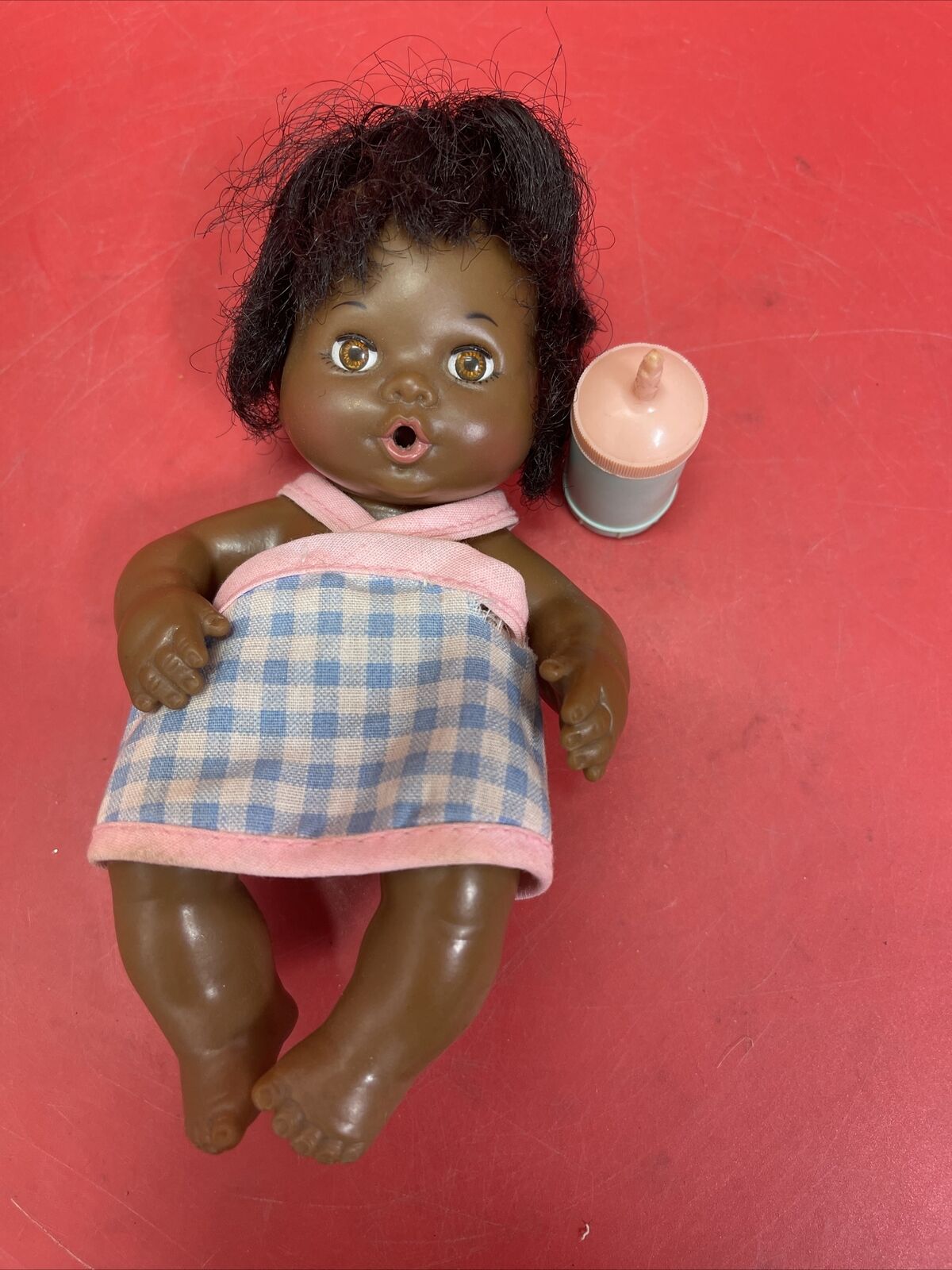 Vintage 1974 Ideal African American brown 7” Baby Thumbelina Doll