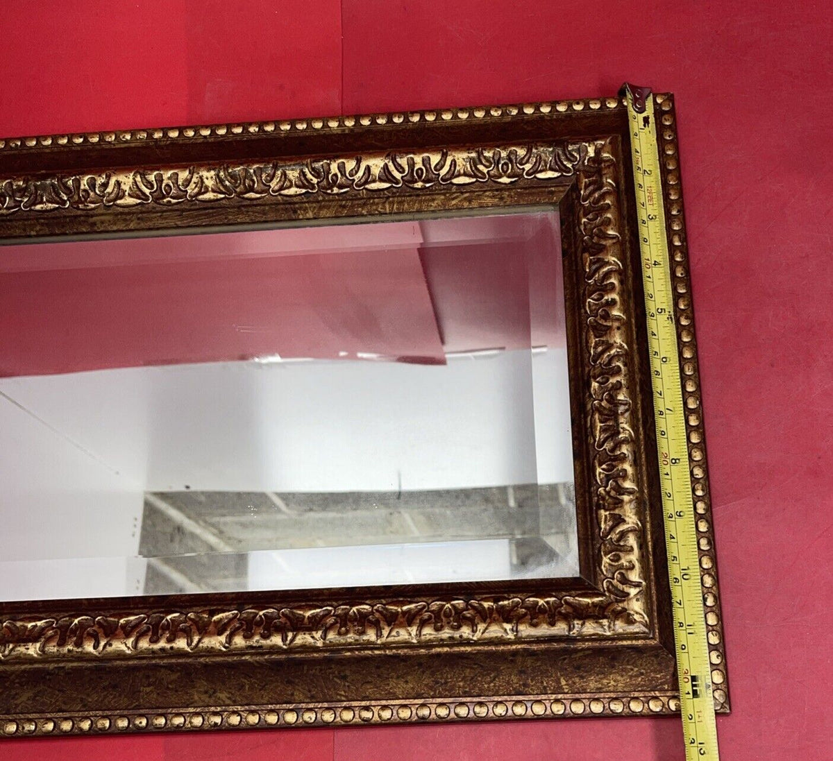 Vintage Art Deco Wall Mirror with Gilt, Wood Frame 20"x8