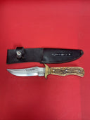 Vintage Pakistan 9" FULL TANG FIXED BLADE KNIFE w/Sheath. Hunting Knife