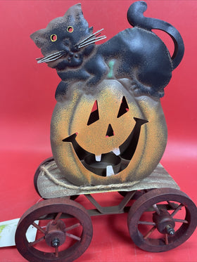 Cat On Wheels Vintage Style Metal Tea Light Candle Holder Decor Kitten