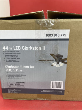 Clarkston II 44 in. LED Indoor Oil Rubbed Bronze Ceiling Fan with Light Kit...