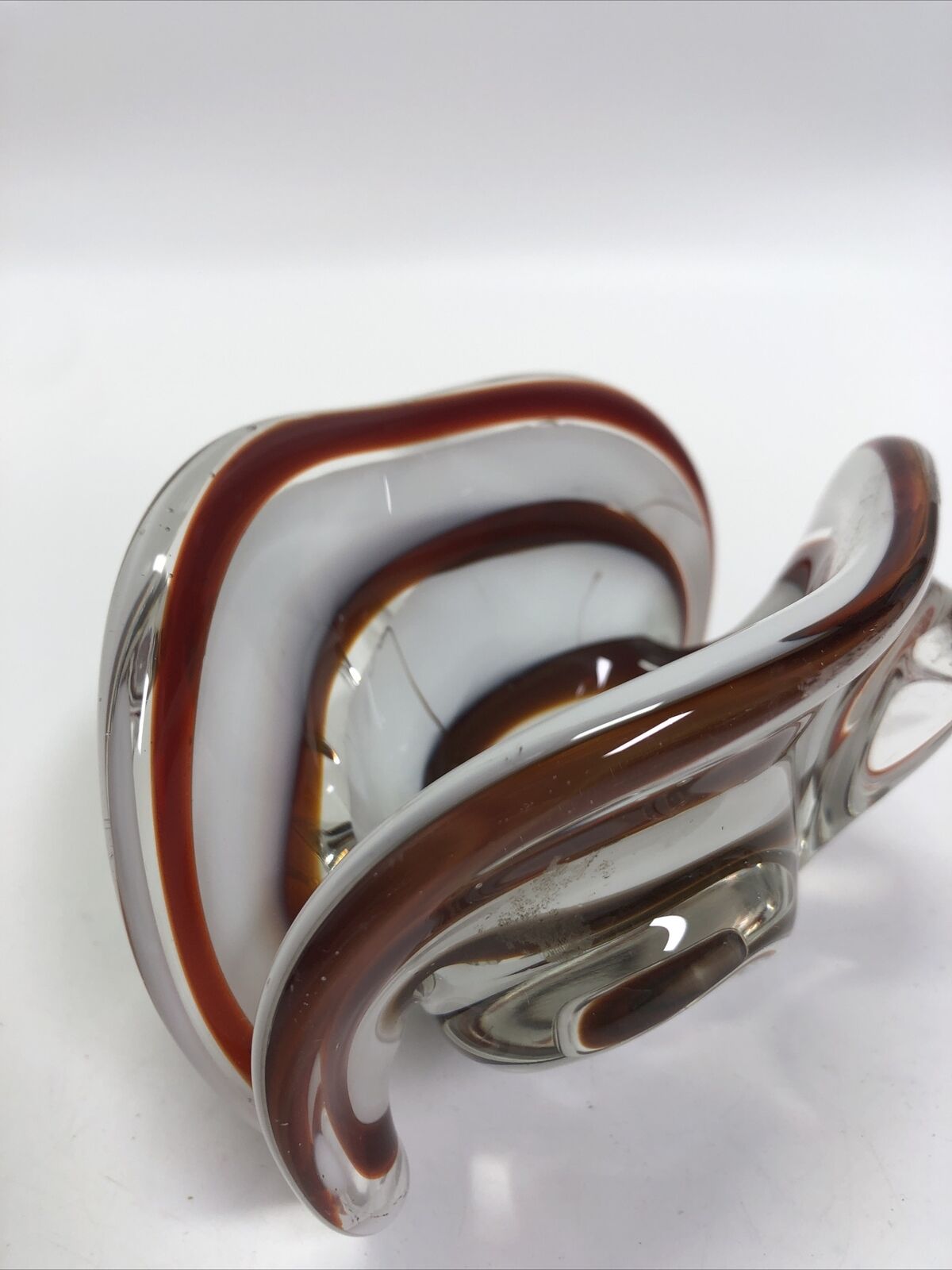MURANO GLASS GEODE FREEFORM SMOKE AND CLEAR BOWl