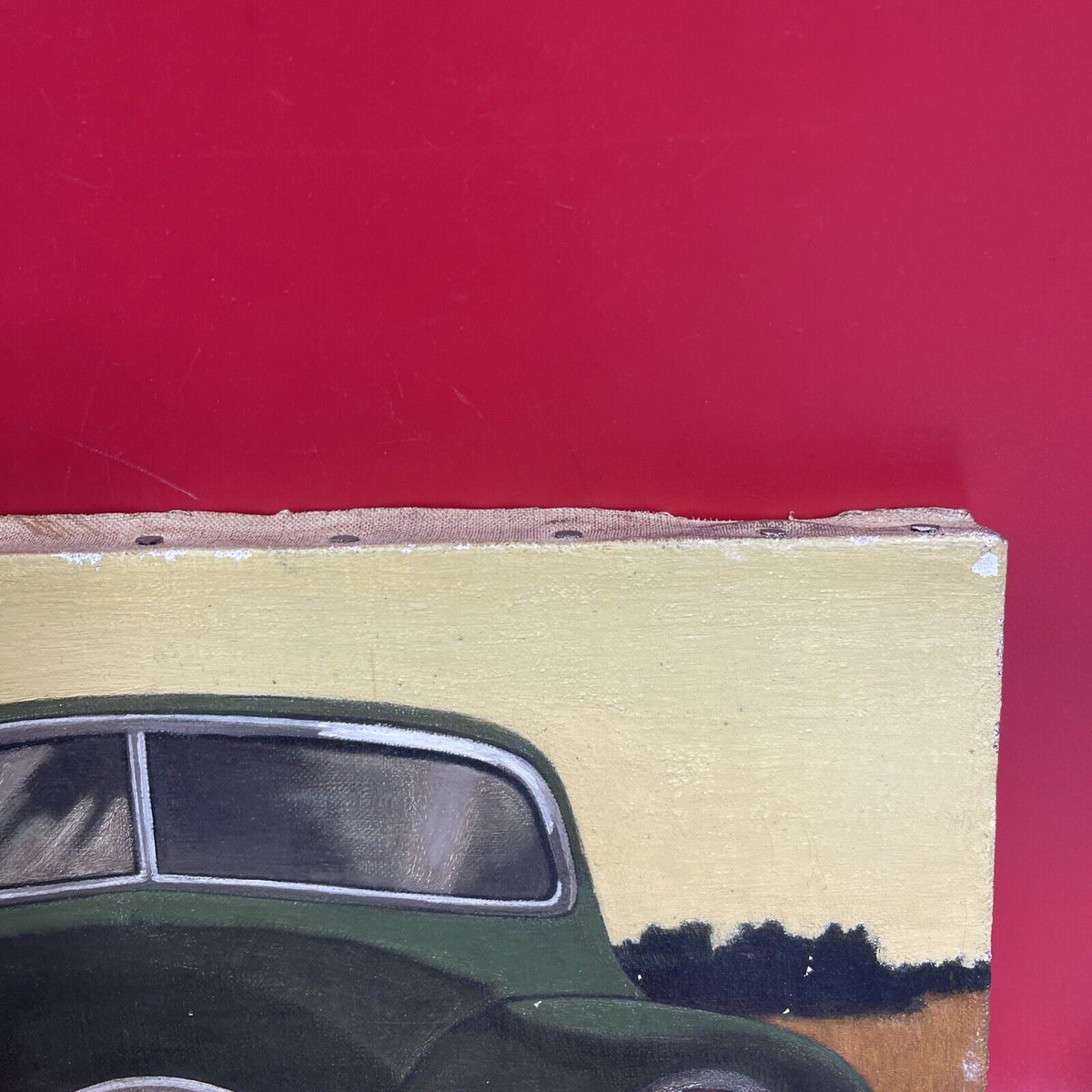 Vintage Oil painting on canvas Car