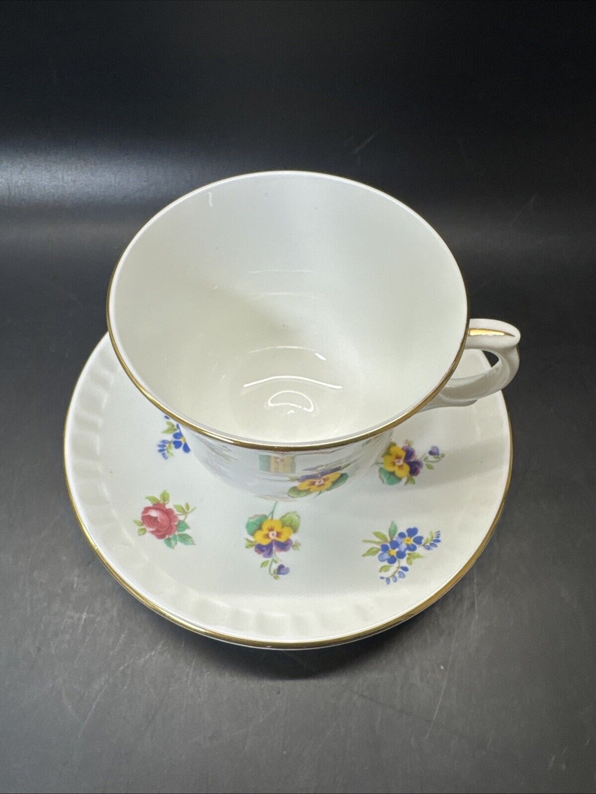 Staffordshire Bone China Crown Tea Cup & Saucer/ Set Of 2
