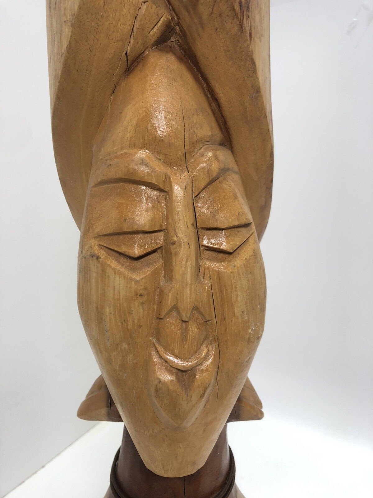 Vintage Folk Art Hand Carved Wood Woman Ethnic