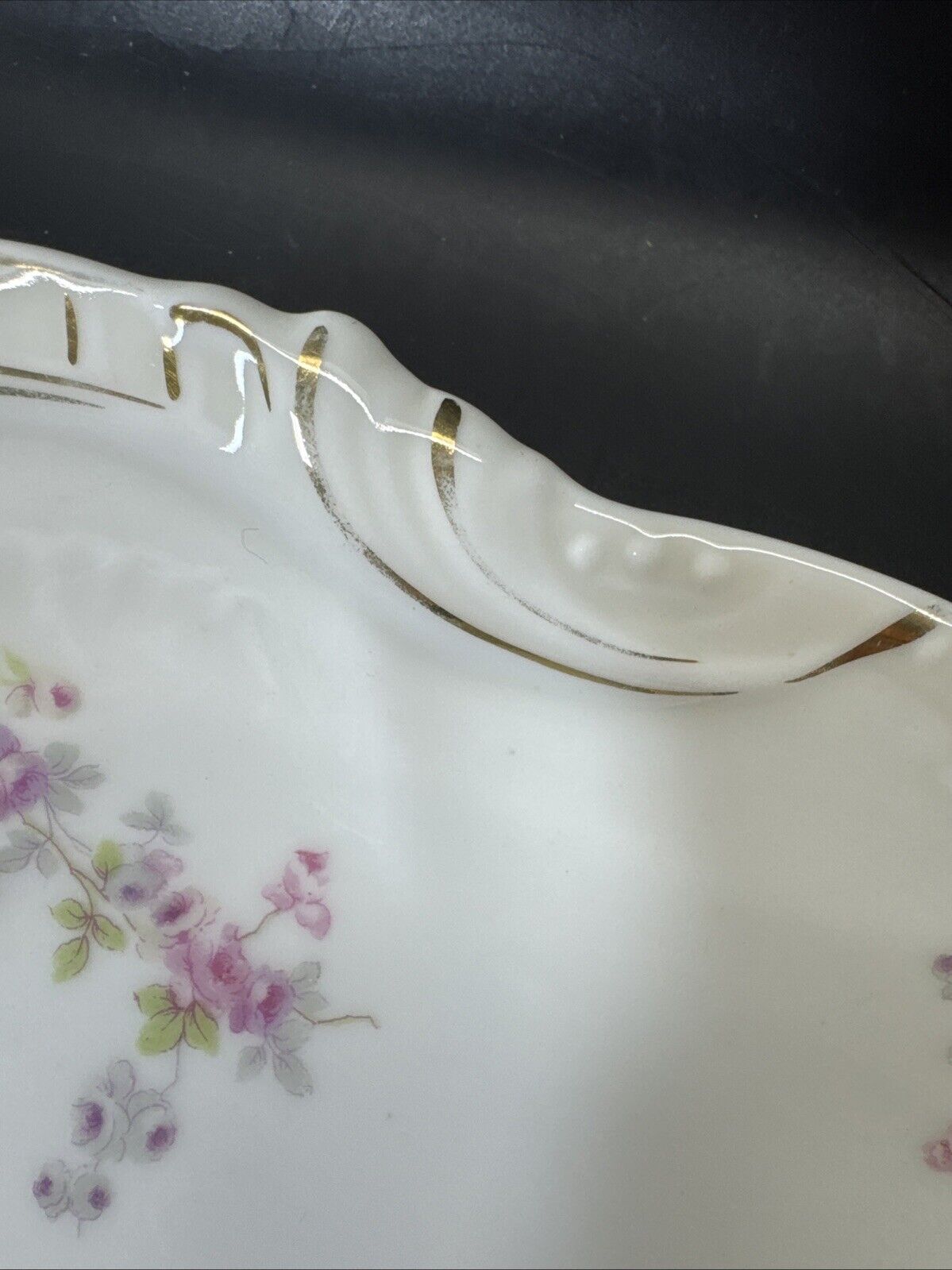 Bassett Limoges Serving Platter Oval White Pink Roses 16”/ Austria