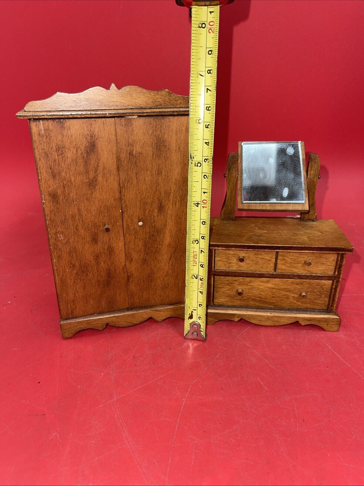 Vintage Bedroom Dresser with Mirror and Wardrobe by Hall's Lifetime Toys