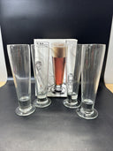 4 Libbey Stockholm 14 oz Pilsner Beer Glasses, Heavy Footed Base- 9 1/4” Tall