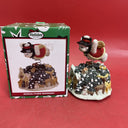 VINTAGE CHRISTMAS SNOWMAN WITH SKATERS MUSIC BOX