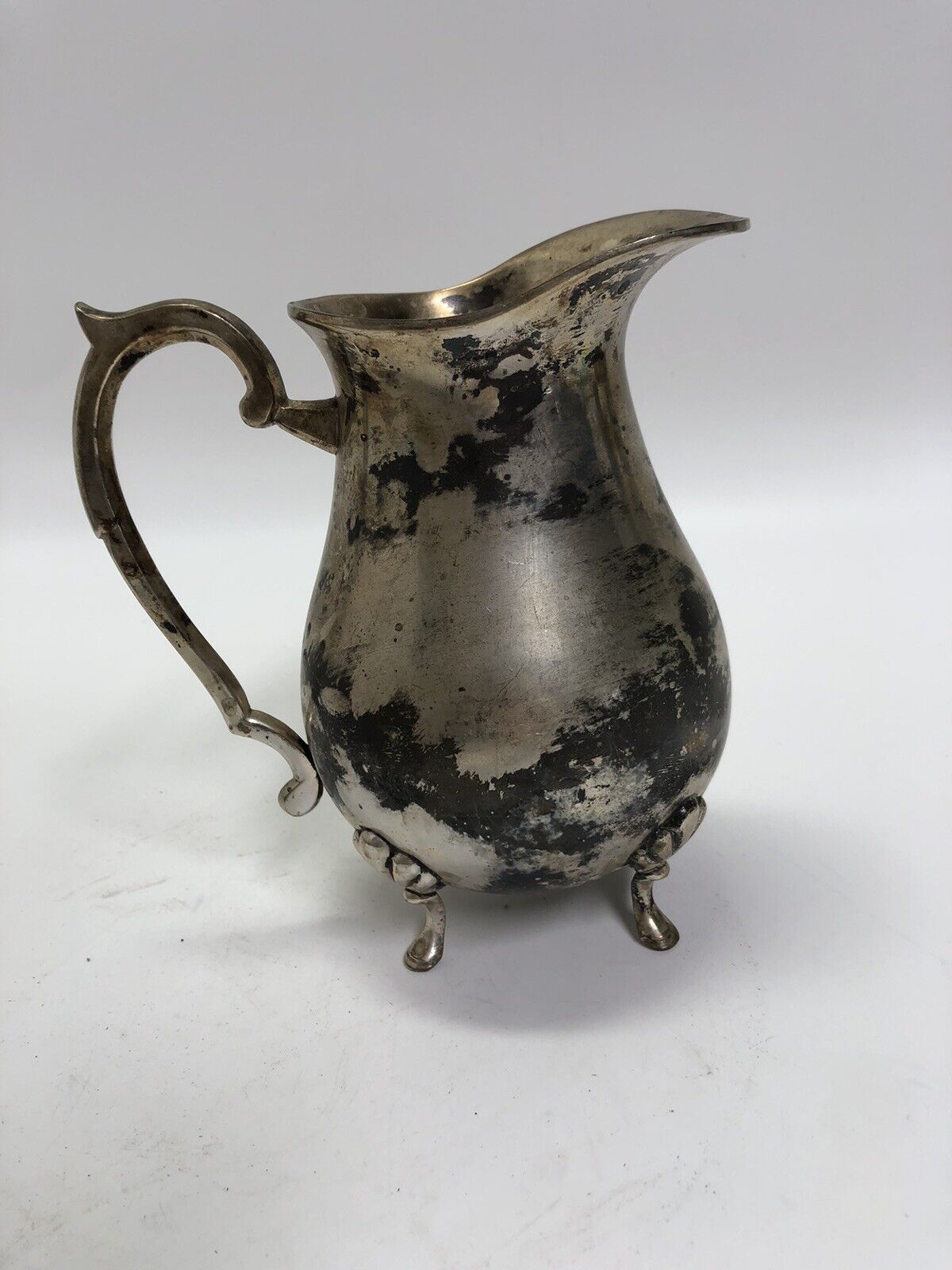 Silverplate Water Pitcher with Ice Guard and Claw Feet