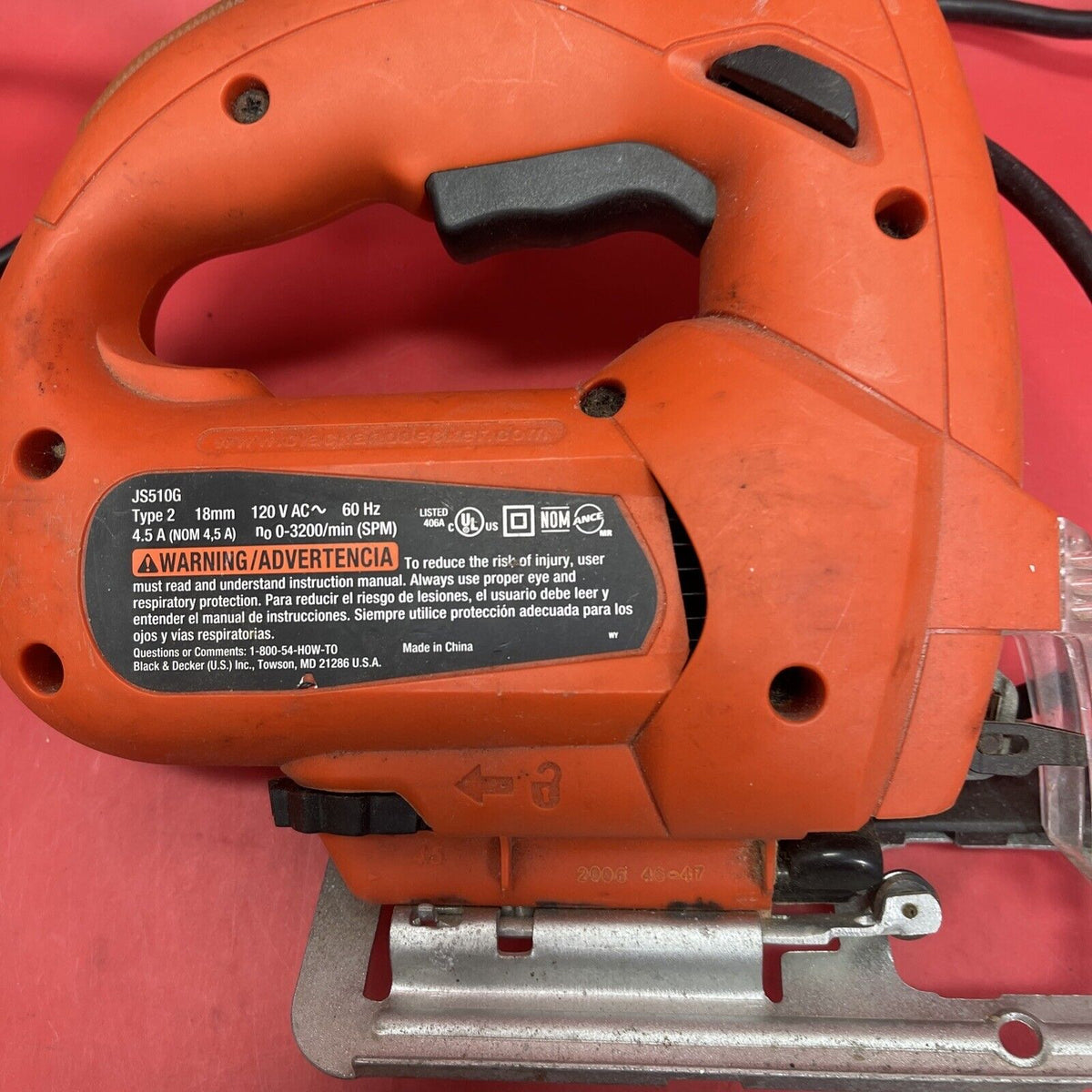 Black + Decker Jig Saw Corded Variable Speed Control 4.5 Amp JS510G Tested