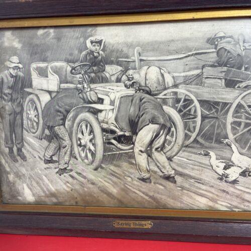 Late 1800's Walter Appleton Clark Orig Print "When an Owner Drives" Orig Frame