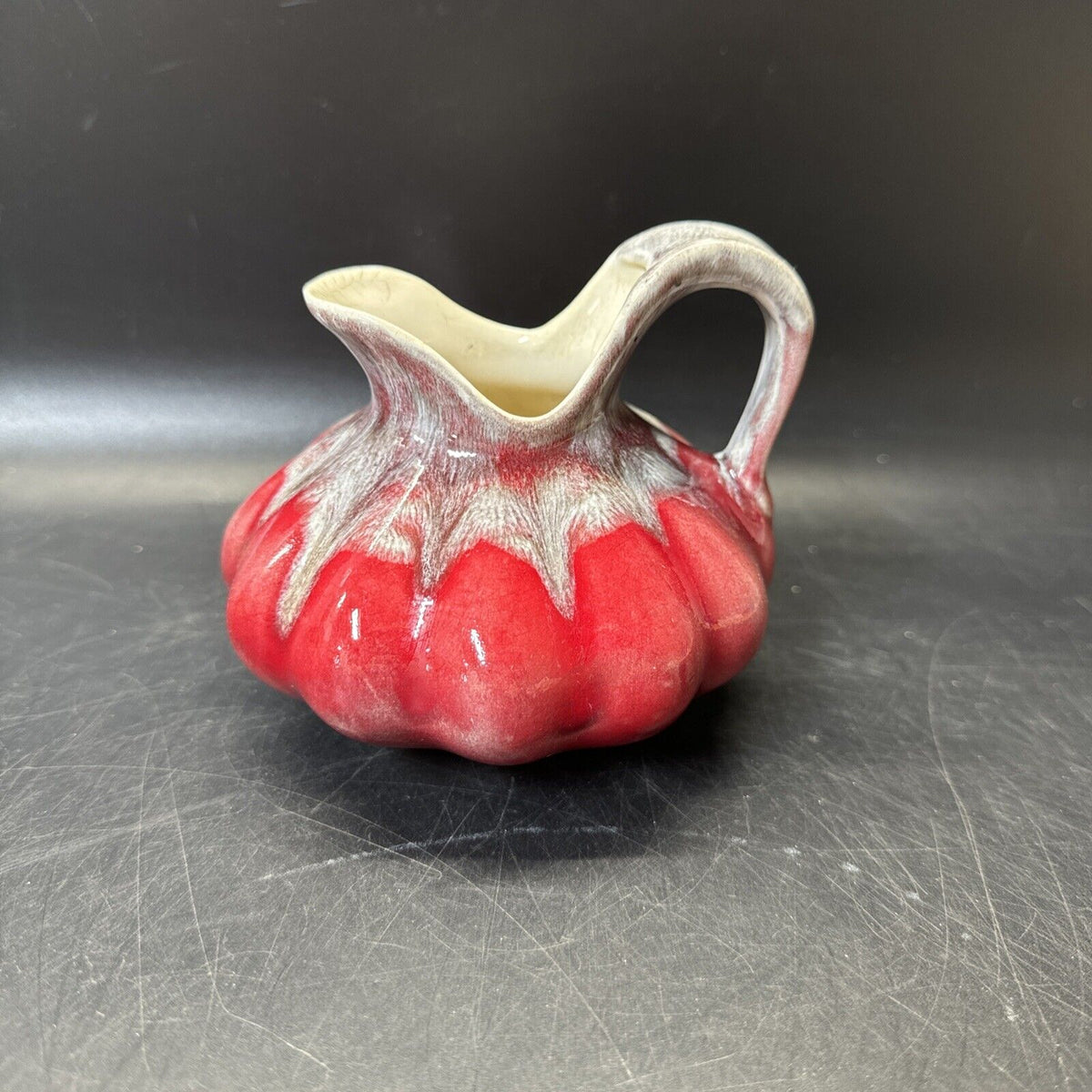 Vintage SMALL Red & Gray PITCHER VASE RF
