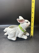 Vintage Teddy Bear And Bunny Pottery Ceramic Planters Set