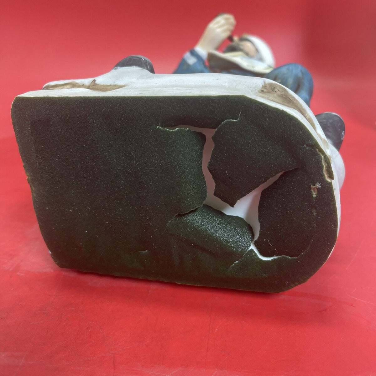 Vintage Bisque Porcelain Sea Captain with Map and Pipe Figurine - 14" Tall